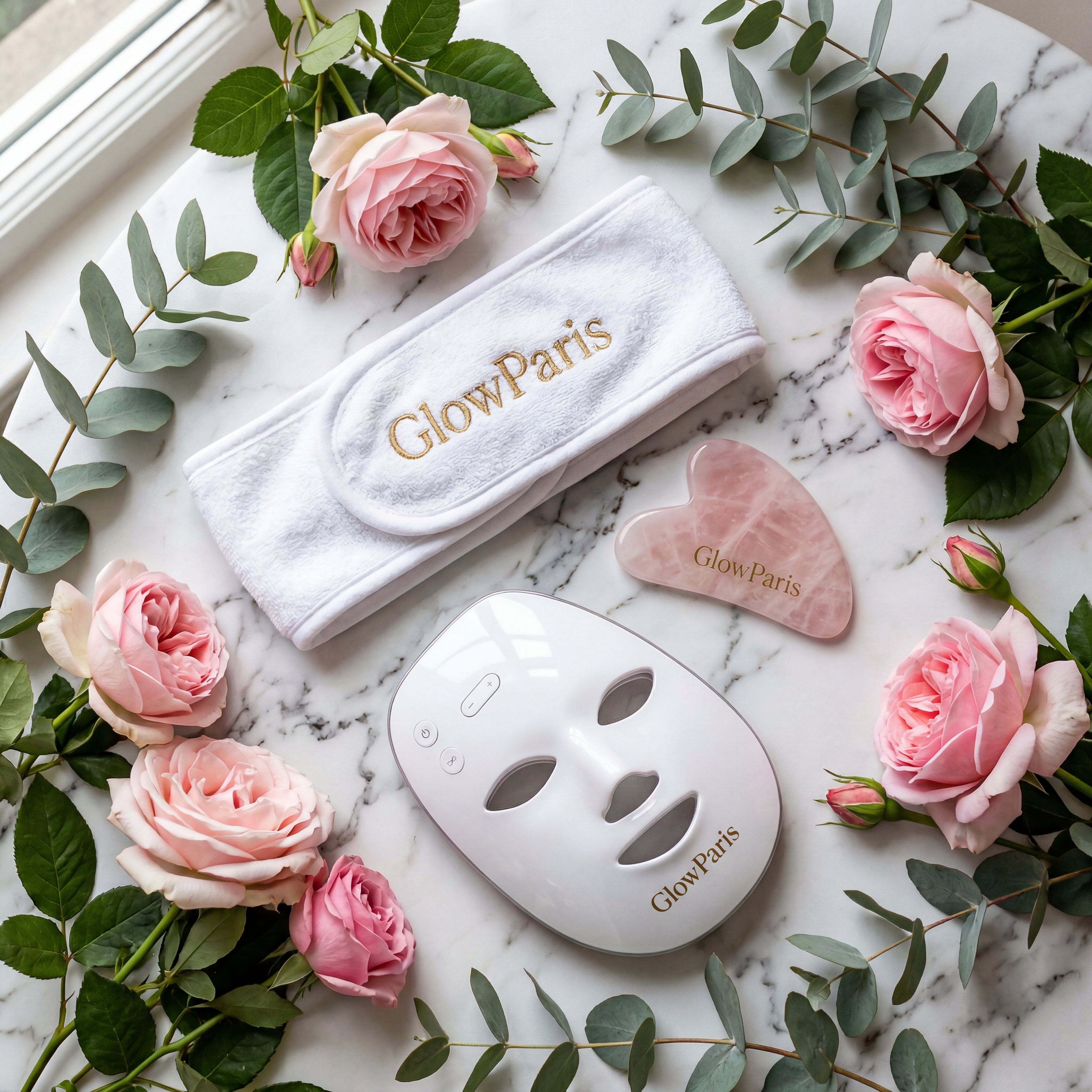 Bandeau Spa GlowParis — Flat lay